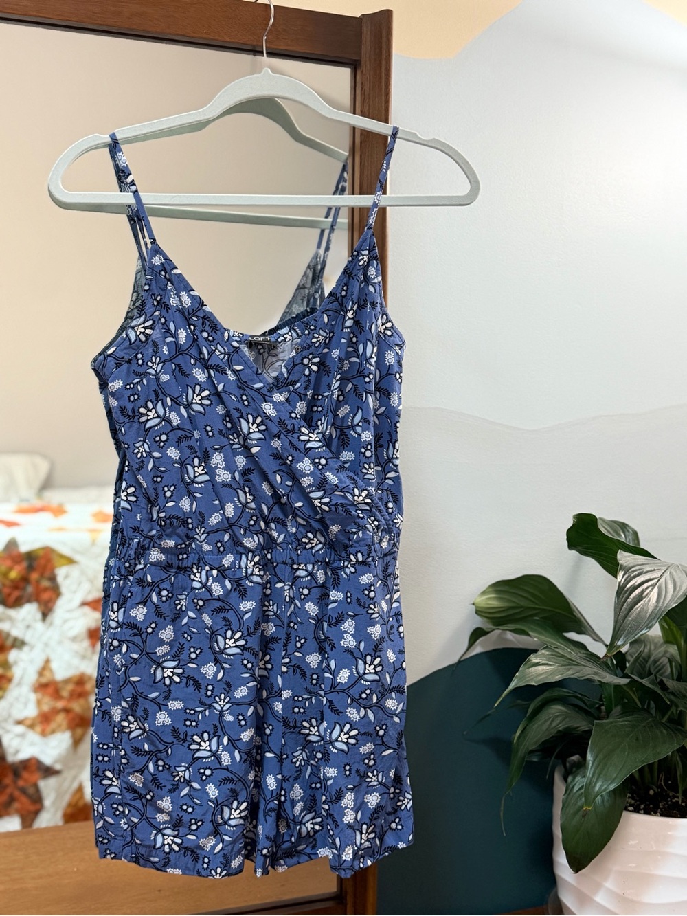 LOFT Blue Floral Women's Shorts Romper